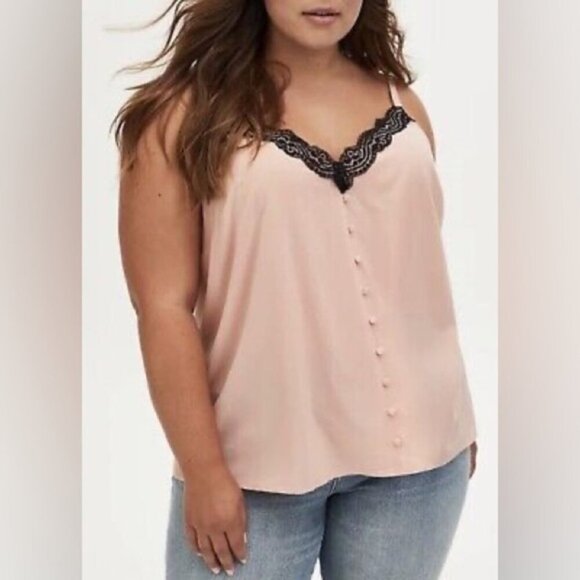 Torrid Pink and Black Lace Top Size 2X - Picture 1 of 4